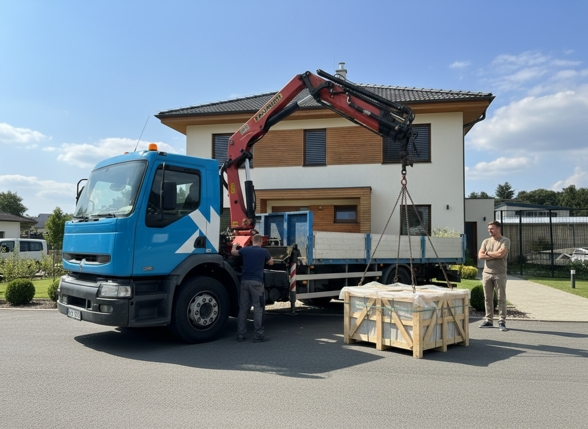 Doprava Kameny.cz s hydraulickou rukou